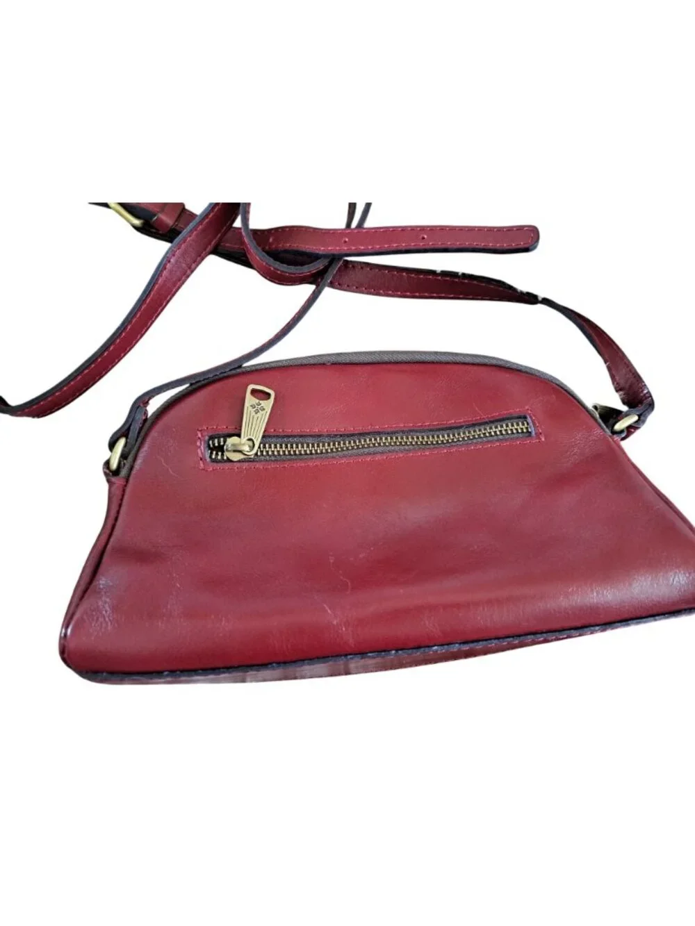 Patricia Nash Small Leather Crossbody Bag Purse Adjustable Burgundy Supple - Picture 9 of 16